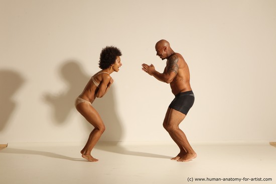 Underwear Woman - Man Black Dynamic poses Academic