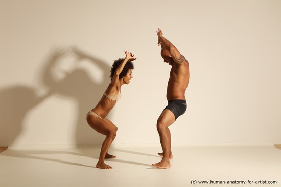 Underwear Woman - Man Black Dynamic poses Academic