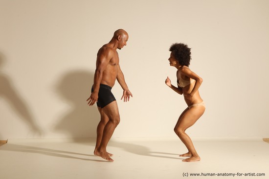 Underwear Woman - Man Black Dynamic poses Academic