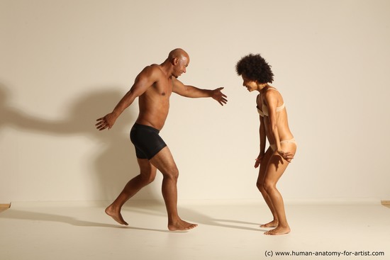 Underwear Woman - Man Black Dynamic poses Academic