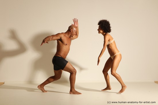 Underwear Woman - Man Black Dynamic poses Academic