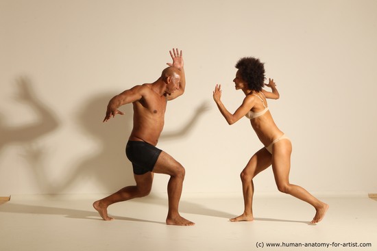 Underwear Woman - Man Black Dynamic poses Academic