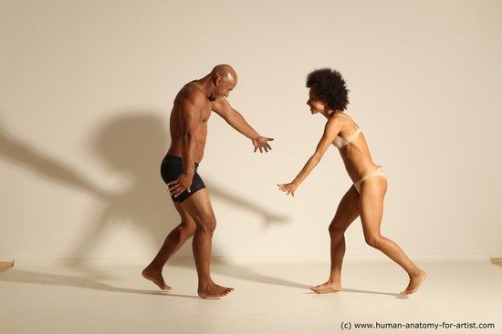 Underwear Woman - Man Black Dynamic poses Academic