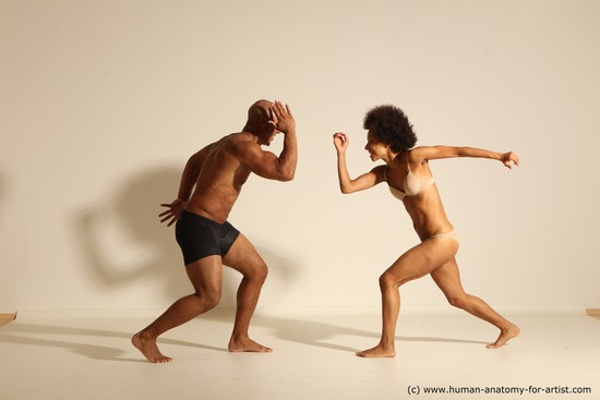 Underwear Woman - Man Black Dynamic poses Academic