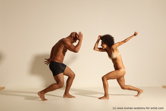 Underwear Woman - Man Black Dynamic poses Academic