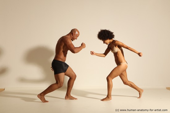 Underwear Woman - Man Black Dynamic poses Academic