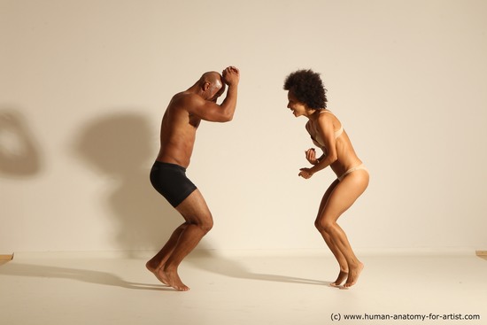 Underwear Woman - Man Black Dynamic poses Academic