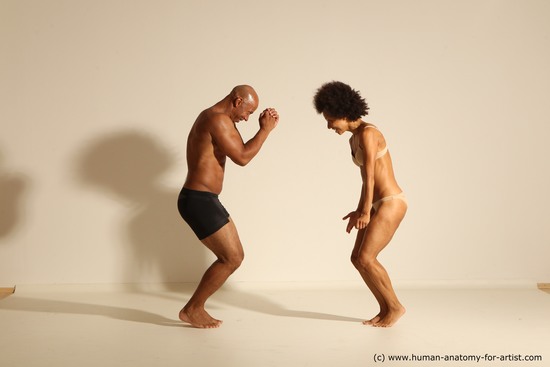 Underwear Woman - Man Black Dynamic poses Academic