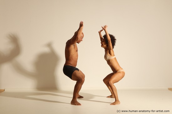 Underwear Woman - Man Black Dynamic poses Academic