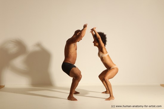 Underwear Woman - Man Black Dynamic poses Academic