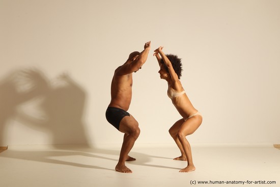 Underwear Woman - Man Black Dynamic poses Academic