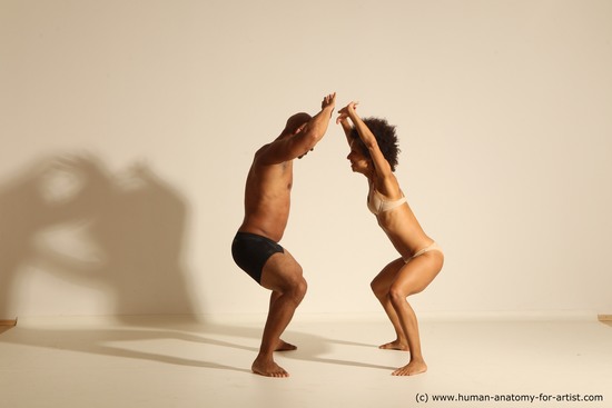 Underwear Woman - Man Black Dynamic poses Academic