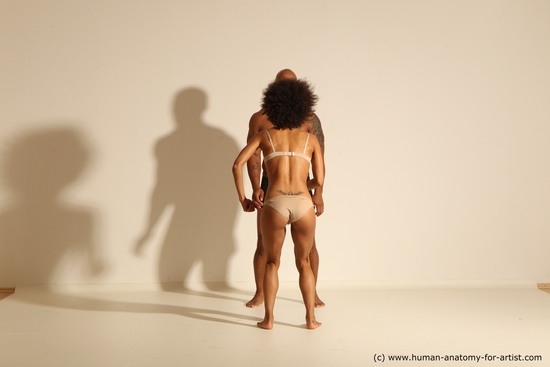 Underwear Woman - Man Black Dynamic poses Academic