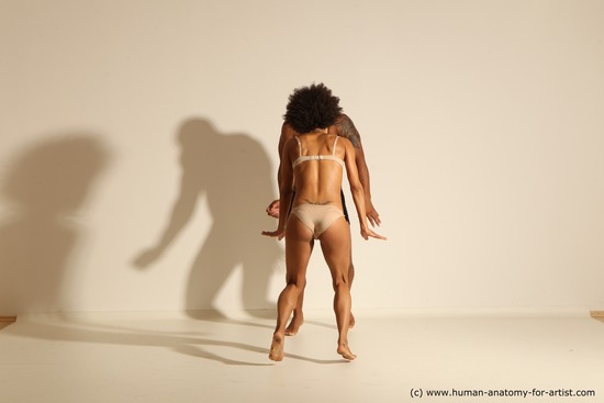 Underwear Woman - Man Black Dynamic poses Academic