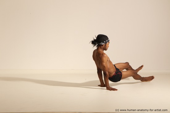 Underwear Man Black Dynamic poses Academic