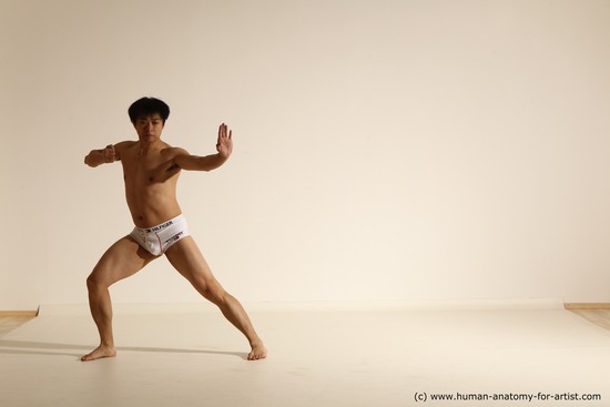 Underwear Man Asian Dynamic poses Academic