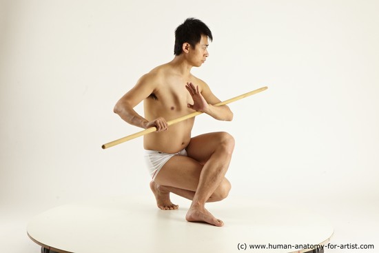 Underwear Man Asian Multi angles poses Academic