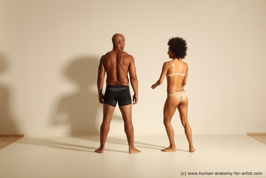 Underwear Woman - Man Black Athletic Dancing Dynamic poses Academic