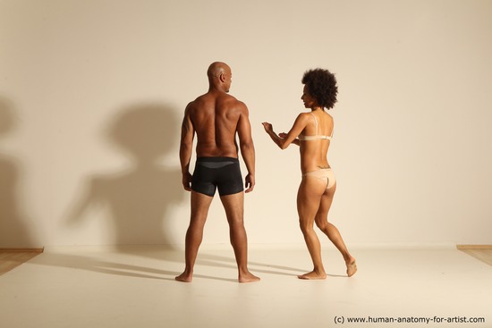 Underwear Woman - Man Black Athletic Dancing Dynamic poses Academic