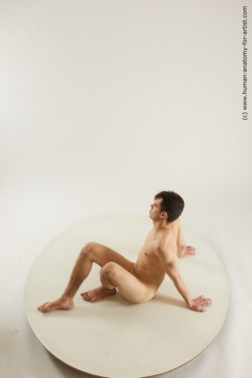 Nude Man White Sitting poses - simple Slim Short Brown Sitting poses - ALL Multi angles poses Realistic