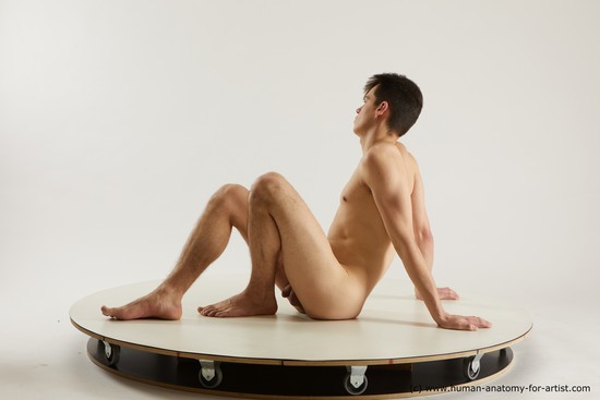 Nude Man White Sitting poses - simple Slim Short Brown Sitting poses - ALL Multi angles poses Realistic