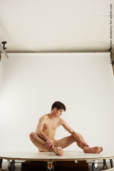 Nude Man White Sitting poses - simple Slim Short Brown Sitting poses - ALL Multi angles poses Realistic