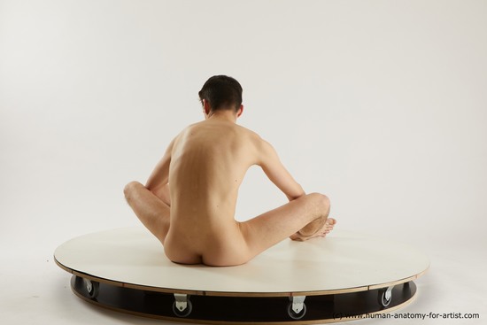 Nude Man White Sitting poses - simple Slim Short Brown Sitting poses - ALL Multi angles poses Realistic