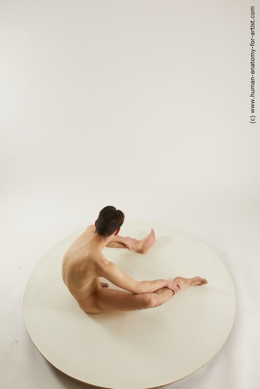 Nude Man White Sitting poses - simple Slim Short Brown Sitting poses - ALL Multi angles poses Realistic