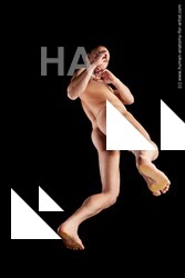 Nude Man White Muscular Bald Hyper angle poses Realistic