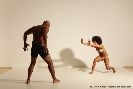 Underwear Woman - Man Black Athletic Black Dancing Dynamic poses Academic