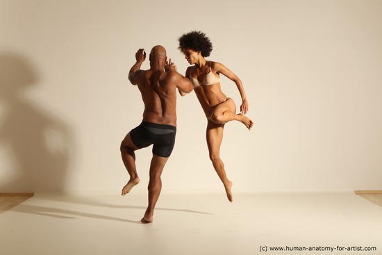 Underwear Woman - Man Black Athletic Black Dancing Dynamic poses Academic