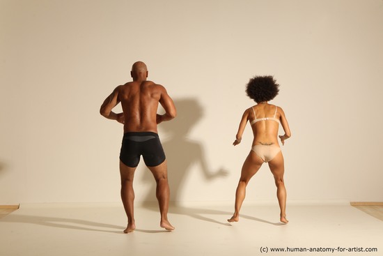 Underwear Woman - Man Black Athletic Black Dancing Dynamic poses Academic