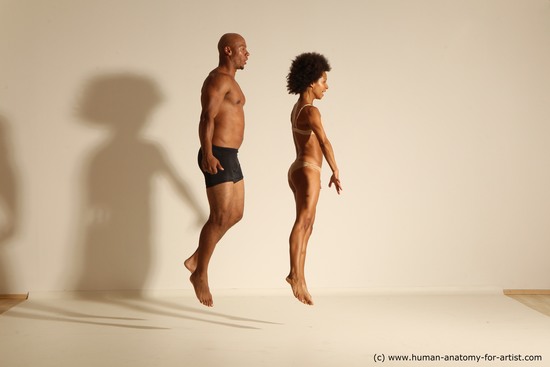 Underwear Woman - Man Black Athletic Black Dancing Dynamic poses Academic