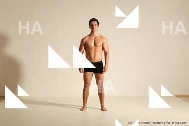 Underwear Fighting Man White Athletic Short Brown Dynamic poses Academic