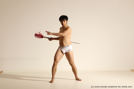 Underwear Fighting Man Asian Athletic Medium Black Dynamic poses Academic