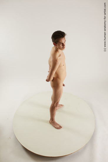 Nude Man White Standing poses - ALL Slim Short Brown Standing poses - simple Multi angles poses Realistic