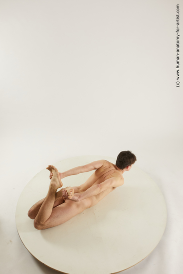 Nude Man White Laying poses - ALL Slim Short Laying poses - on stomach Black Multi angles poses Realistic