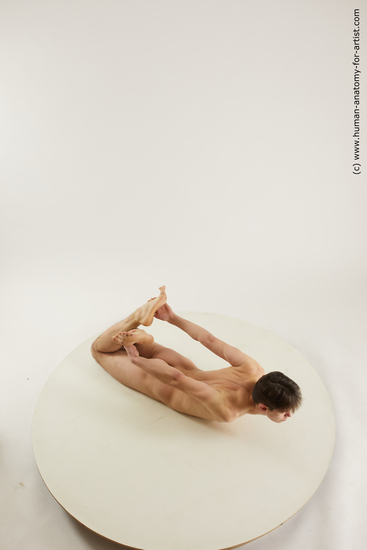 Nude Man White Laying poses - ALL Slim Short Laying poses - on stomach Black Multi angles poses Realistic