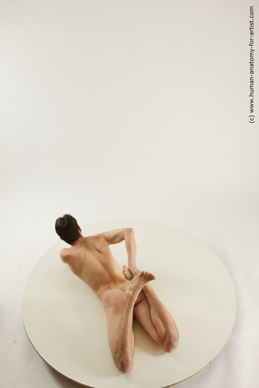 Nude Man White Laying poses - ALL Slim Short Laying poses - on stomach Black Multi angles poses Realistic