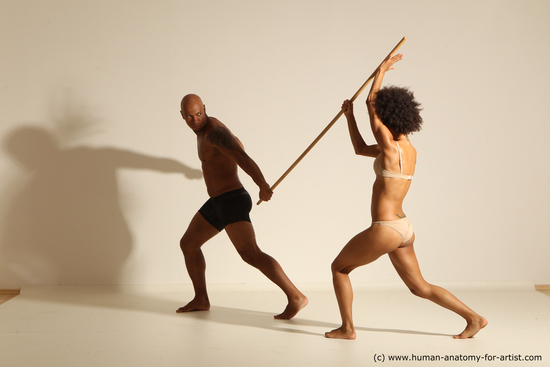 Underwear Woman - Man Black Athletic Dancing Dynamic poses Academic