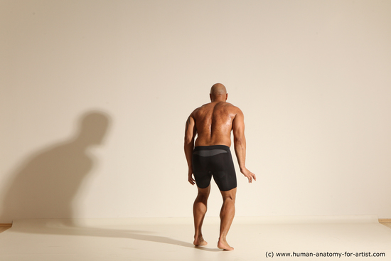 Underwear Man Black Muscular Bald Dancing Dynamic poses Academic