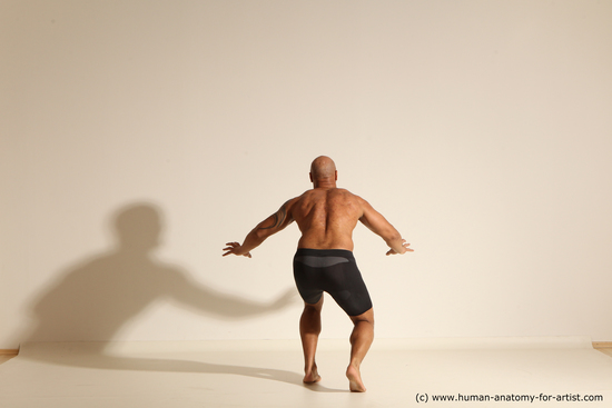 Underwear Man Black Muscular Bald Dancing Dynamic poses Academic