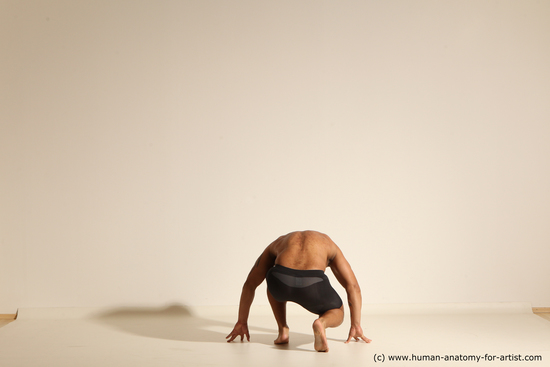 Underwear Man Black Muscular Bald Dancing Dynamic poses Academic