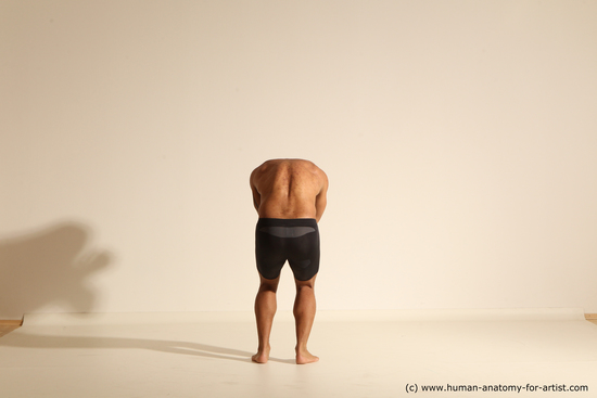 Underwear Man Black Muscular Bald Dancing Dynamic poses Academic