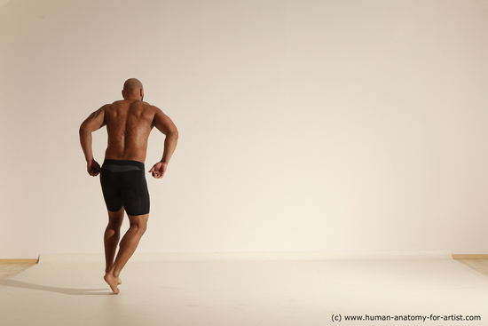 Underwear Man Black Muscular Bald Dancing Dynamic poses Academic