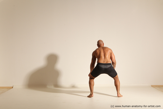 Underwear Man Black Muscular Bald Dancing Dynamic poses Academic