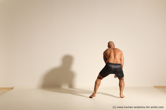 Underwear Man Black Muscular Bald Dancing Dynamic poses Academic