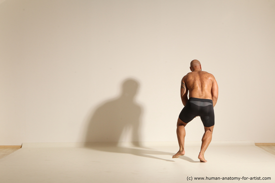 Underwear Man Black Muscular Bald Dancing Dynamic poses Academic