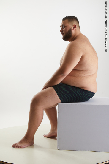 Underwear Man White Sitting poses - simple Overweight Short Black Sitting poses - ALL Standard Photoshoot Academic