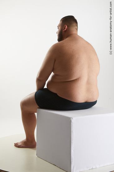 Underwear Man White Sitting poses - simple Overweight Short Black Sitting poses - ALL Standard Photoshoot Academic